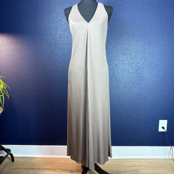 Tibi Greige (gray/beige) V-Neck Sleeveless Maxi Dress, Size Small - Picture 1 of 9